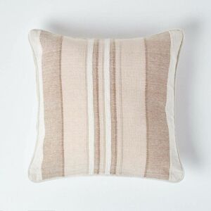 HOMESCAPES Cotton Striped Beige Cushion Cover Morocco , 60 x 60 cm - Natural