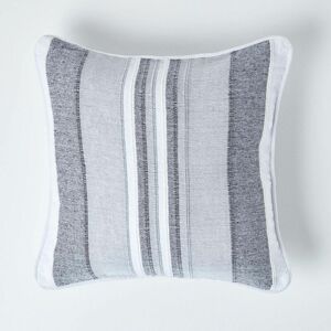Homescapes - Cotton Striped Monochrome Cushion Cover Morocco , 45 x 45 cm - Grey