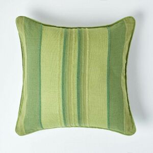 Homescapes - Cotton Striped Green Cushion Cover Morocco , 60 x 60 cm - Green