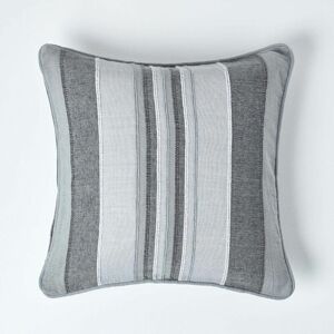 Homescapes - Cotton Striped Grey Cushion Cover Morocco , 45 x 45 cm - Grey