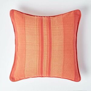 Homescapes - Cotton Striped Terracotta Cushion Cover Morocco , 60 x 60 cm - Orange