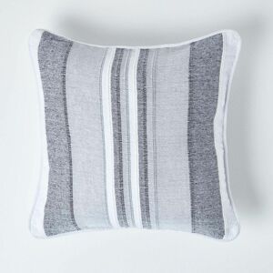 Homescapes - Cotton Striped Monochrome Cushion Cover Morocco , 60 x 60 cm - Grey