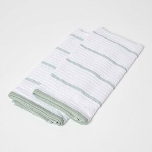 Homescapes - Sage Green Cotton Tea Towel Set of Two - Sage