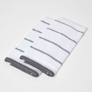 Homescapes - Steel Grey Cotton Tea Towel Set of Two - Grey