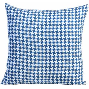 Homescapes - Houndstooth 100% Cotton Cushion Cover Blue, 60 x 60 cm - Blue - Blue