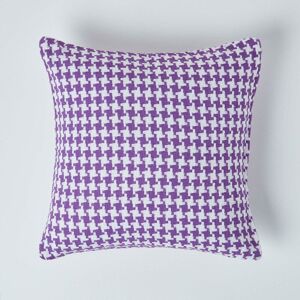 HOMESCAPES Houndstooth 100% Cotton Cushion Cover Purple, 60 x 60 cm - Purple - Purple