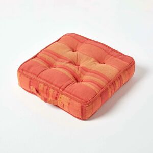 Homescapes - Morocco Striped Cotton Floor Cushion Terracotta - Terracotta