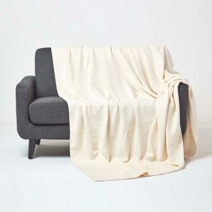 Homescapes - Organic Cotton Waffle Blanket/ Throw Natural, 280 x 230 cm - Natural