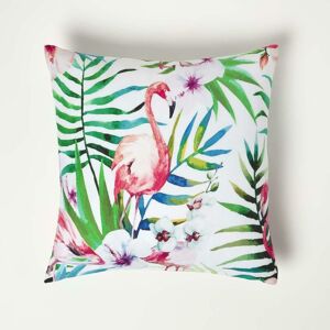 Homescapes - Pink Flamingo Outdoor Cushion 45 x 45 cm - Pink & Green