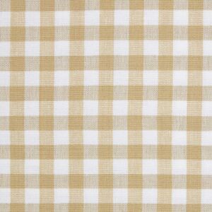 Homescapes - Pure Cotton Gingham Check Beige Fabric 150cm Wide - Beige