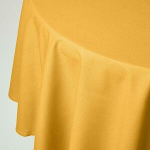 Homescapes - Mustard Yellow Cotton Round Tablecloth 180 cm - Mustard Yellow