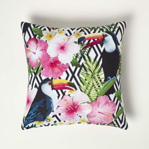 Homescapes - Tropical Toucan Outdoor Cushion 45 x 45 cm - Pink & Black