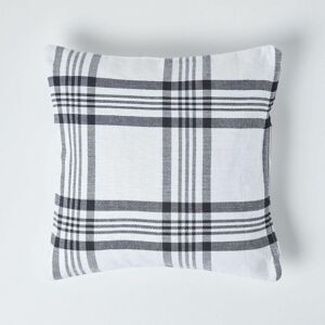 Homescapes - White & Black Tartan Pattern Cushion Cover, 45 x 45 cm - White