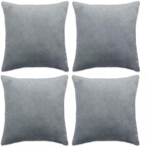 Hommoo - Cushion Covers 4 pcs Velour 40x40 cm Grey VD01983