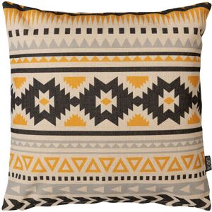 Indoor and Outdoor Cushion - 43cm x 43cm - Aztec Ochre, Ready Fibre Filled, Water Resistant - Decorative Scatter Cushions for Garden Chair, Bench, or