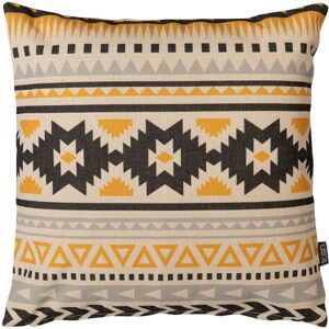 4 Pack Indoor and Outdoor Cushion - 43cm x 43cm - Aztec Ochre, Ready Fibre Filled, Water Resistant - Decorative Scatter Cushions for Garden Chair,