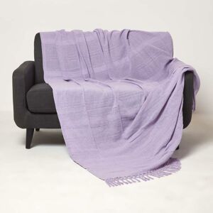 Homescapes - Kashi Lilac Cotton Throw with Tassels 255 x 360 cm - Lilac