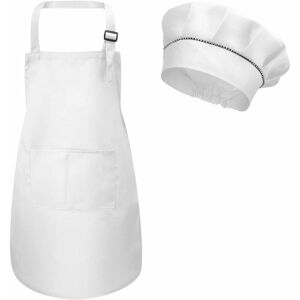 HÉLOISE Kids Apron and Chef Hat, Toddler Chef Apron with Pockets for Girls Boys, Kids Cooking Toque and Apron, Garden Cooking Apron for Painting Crafts (m