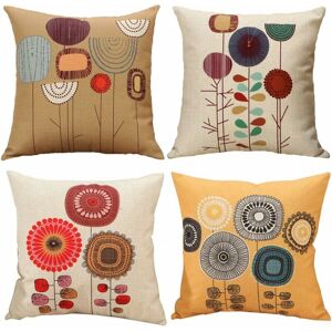 Langray - Lot of 4 cotton cottage with pillow and tropical plants of the linen model 45 x 45 cm