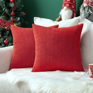 Langray - pillow roofs in decorative cushion in sweet velvet for home living room 45x45 cm Lot of 2 red