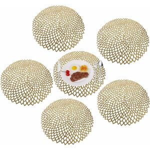 Langray - Placemat Anti-Slip Washable pvc Placemat Set of 6 Elegant Heat Resistant Placemat for Kitchen Restaurant Light Gold