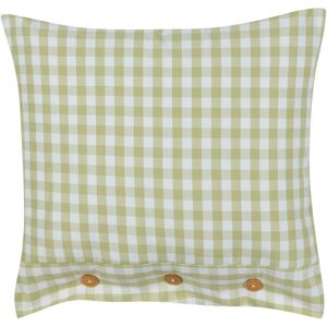 Beliani - Modern Decorative Throw Cushion Chequered Pattern Square 45 x 45 cm Buttons Olive Green and White Talya - Green