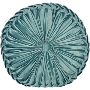 Beliani - Modern Fabric Polyester with Pleats Throw Pillow Round 40 cm Teal Udala - Blue