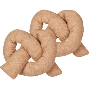 BELIANI Modern Set of 2 Cushions 172 x 14 cm Teddy Fabric Throw Pillows Multiple Shapes Textile Decorations Accessories Light Brown Gladiolus - Brown