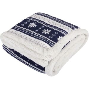 MICRO-PRO Navy Snowflake Design Luxury Fleece Blanket Soft Sherpa Sofa Bed Throw 130x160cm