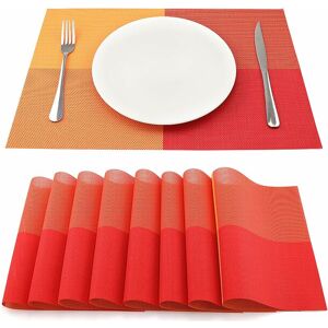 Design Kitchen Table Place Mats Heat-resistant Crossweave Woven Vinyl Placemats Set of 8 45 30cm, Red - Red - Norcks