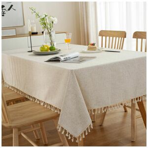 Orchidée - orchid Rectangular Stain-Proof Tablecloth Washable Tablecloth Solid Color Tassel Oblong Tablecloth Cotton Linen Table Cover for Kitchen