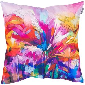 VEEVA Outdoor Cushion - 43cm x 43cm - Pink Oil Paint, Ready Fibre Filled, Water Resistant - Decorative Scatter Cushions for Garden Chair, Bench, or Sofa