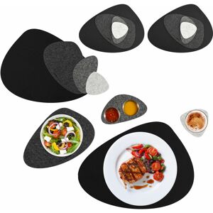 Dunedesign - Pebble Felt Placemats 16 Pcs Place Mats Coasters for 4 Washable Heat Resistant - anthrazit grau