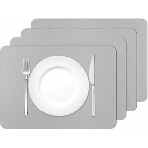 HOOPZI Placemats, Set of 4 Washable Waterproof Placemats Rectangular pvc Heat Resistant Placemats, 42×30cm(Light Grey)