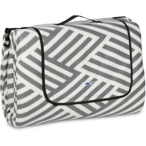 Xxl Picnic Blanket, 300 x 300 cm, Beach & Camping Mat, Insulated & Waterproof, Portable, White & Grey - Relaxdays