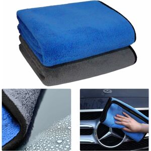 Rhafayre - Car Cloth 2 Pack, 800GSM Ultra Absorbent Thick Plush Microfiber Cleaning Towels for Car, Motorcycle, Bike, All Washing, Blue Gray (30 x 60