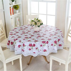 Rhafayre - Round pvc Oilcloth Tablecloth, with Floral and Lace Pattern, Round Tablecloth Waterproof Stain Proof Oilcloth Dining Table Cloth, for