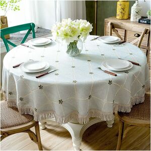 RHAFAYRE Round Tablecloth,Cotton Linen Table Cover Nordic Non-Slip Soft Washable Table Mat for Kitchen Party Dining Dining Table-green-180cm