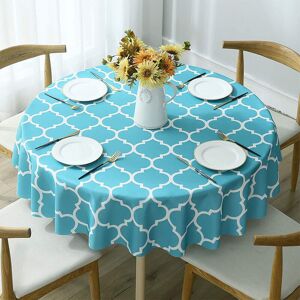 Rhafayre - Round Tablecloth,Stain Resistant Waterproof Oilcloth Dining Table Cloth, for Dining Room, Garden, Cafe, Party (Blue, 152cm)