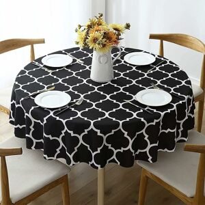 Round Table Cloth,Stain Resistant Waterproof Oilcloth Dining Table Cloth, for Dining Room, Garden, Cafe, Party (Black, 152cm) - Rhafayre