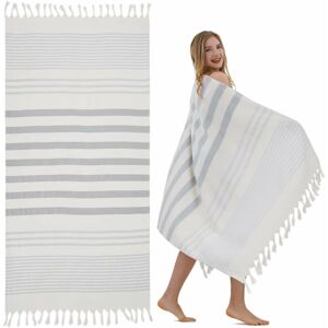 RHAFAYRE Soft Beach Towel-Lightweight Cotton Beach Towel, Turkish Beach Towel Absorbent Towel, Quick Dry, Hammam Cloth Sauna Woman Man(Grey,180x100cm)