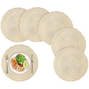 Xuigort - Round placemats, set of 6 round woven placemats, heat-resistant, braided, non-slip and washable, placemats and coasters, for indoor and