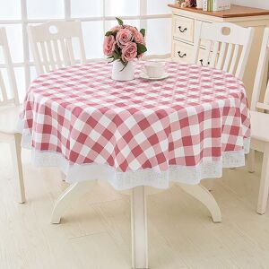 Groofoo - Round pvc Oilcloth Table Cloth, with Floral and Lace Pattern, Waterproof Stain Proof Round Table Cloth Dining Room Oilcloth Table Cloth,