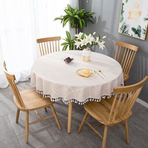 Héloise - Round Table Cloth Round Tablecloth 140cm Washable Stain-Proof Tablecloth Round Linen Fringe Tablecloth Party Evening Decoration for Kitchen