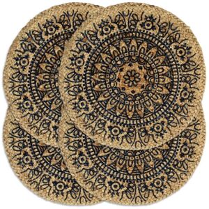 Berkfield Home - Royalton Placemats 4 pcs Dark Blue 38 cm Round Jute