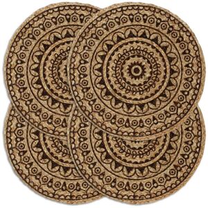 Berkfield Home - Royalton Placemats 4 pcs Dark Brown 38 cm Round Jute