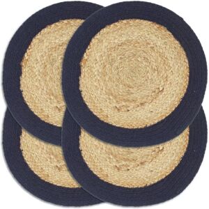 Berkfield Home - Royalton Placemats 4 pcs Natural and Navy Blue 38 cm Jute and Cotton