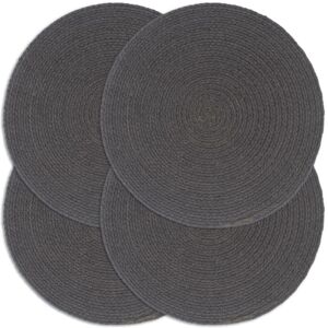 Berkfield Home - Royalton Placemats 4 pcs Plain Dark Grey 38 cm Round Cotton