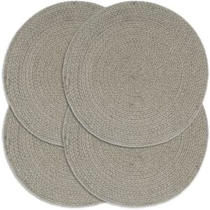 Berkfield Home - Royalton Placemats 4 pcs Plain Grey 38 cm Round Cotton