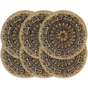 Berkfield Home - Royalton Placemats 6 pcs Dark Blue 38 cm Round Jute